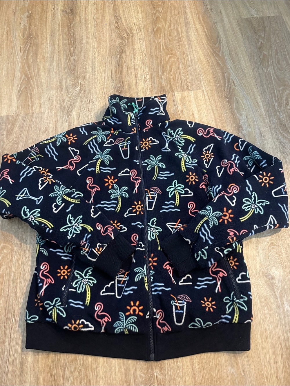 Chubbies Black Jacket with Aqua Lining and Coral Accent